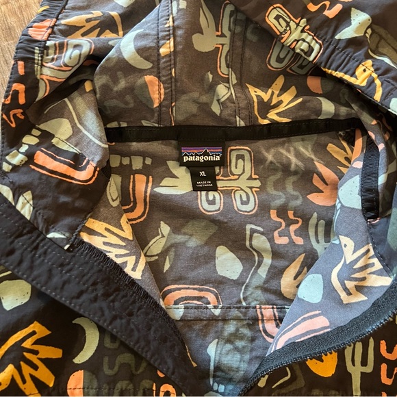 Patagonia Kids Baggies Raincoat full zip chest Snap pocket print bird sn… - Picture 3 of 7